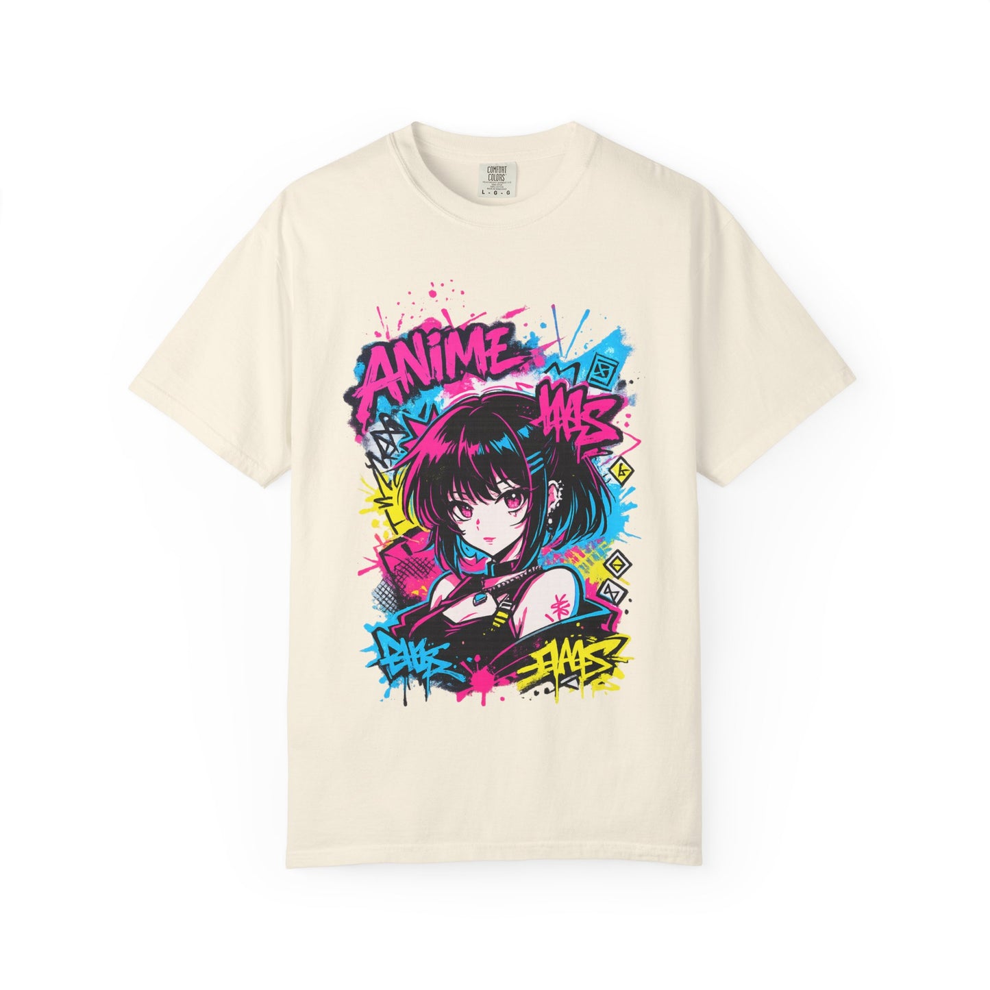 Anime Graffiti Girl T-Shirt — Neon Vaporwave Otaku Tee