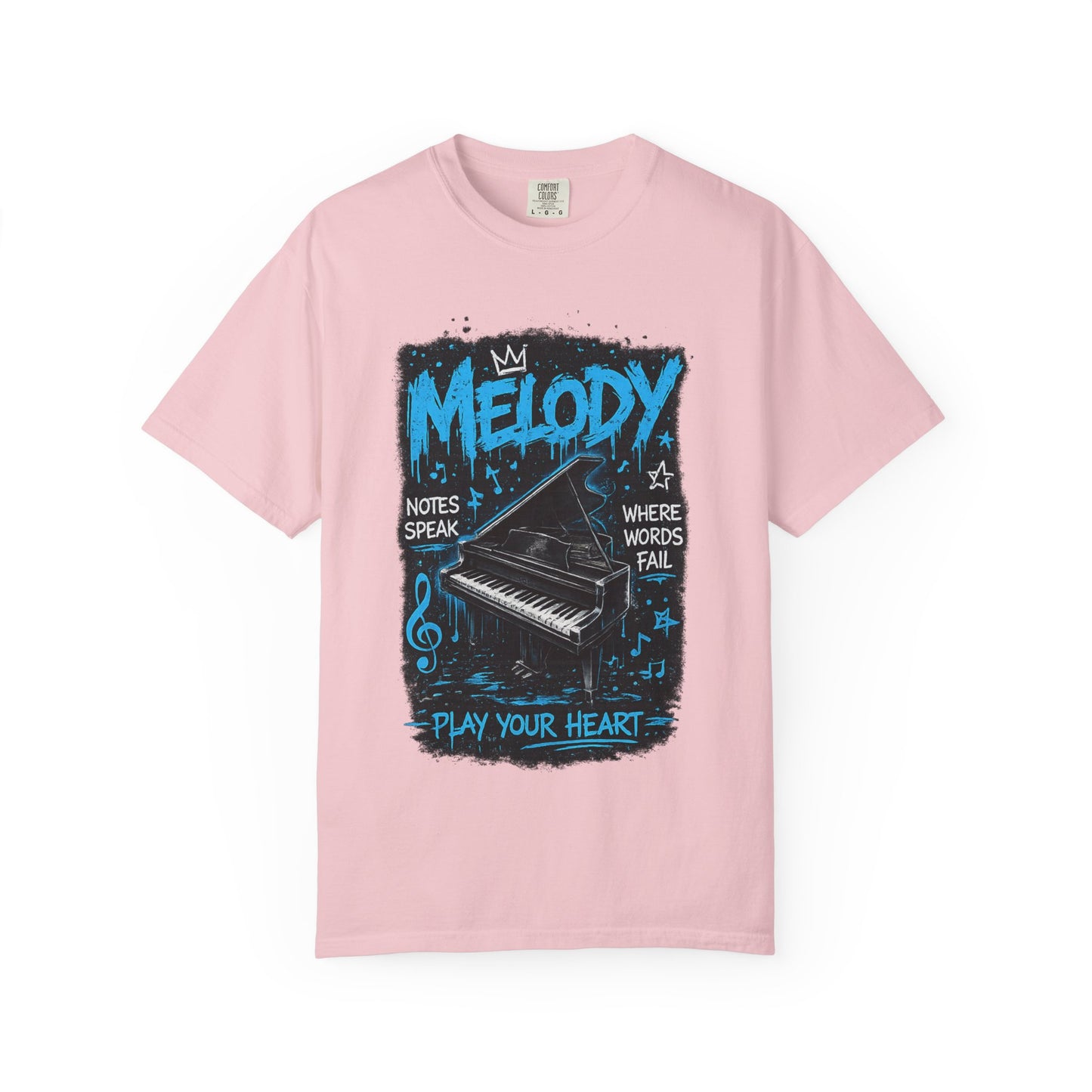 Melody Piano Graphic T-Shirt — "Play Your Heart" Music Lover Tee