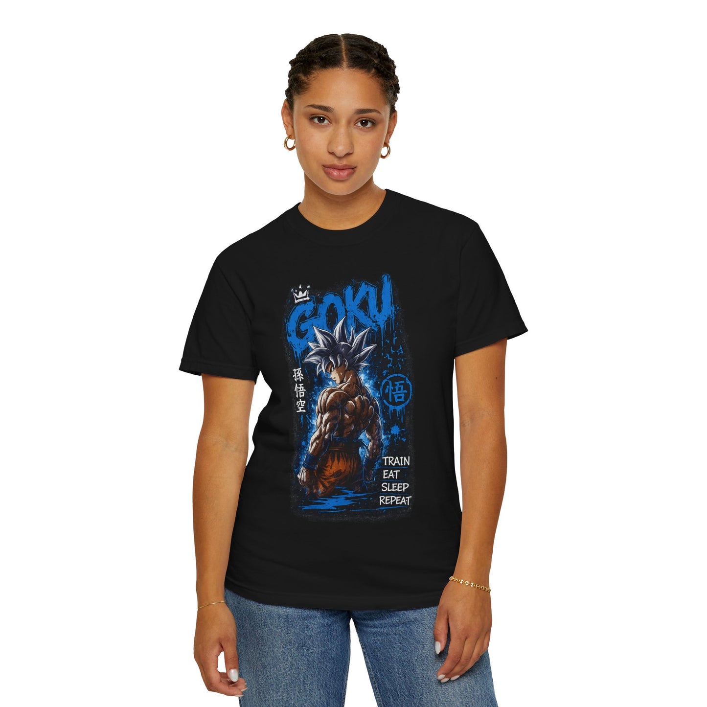 Goku Graphic T-Shirt — "Train Eat Sleep Repeat" Anime Tee