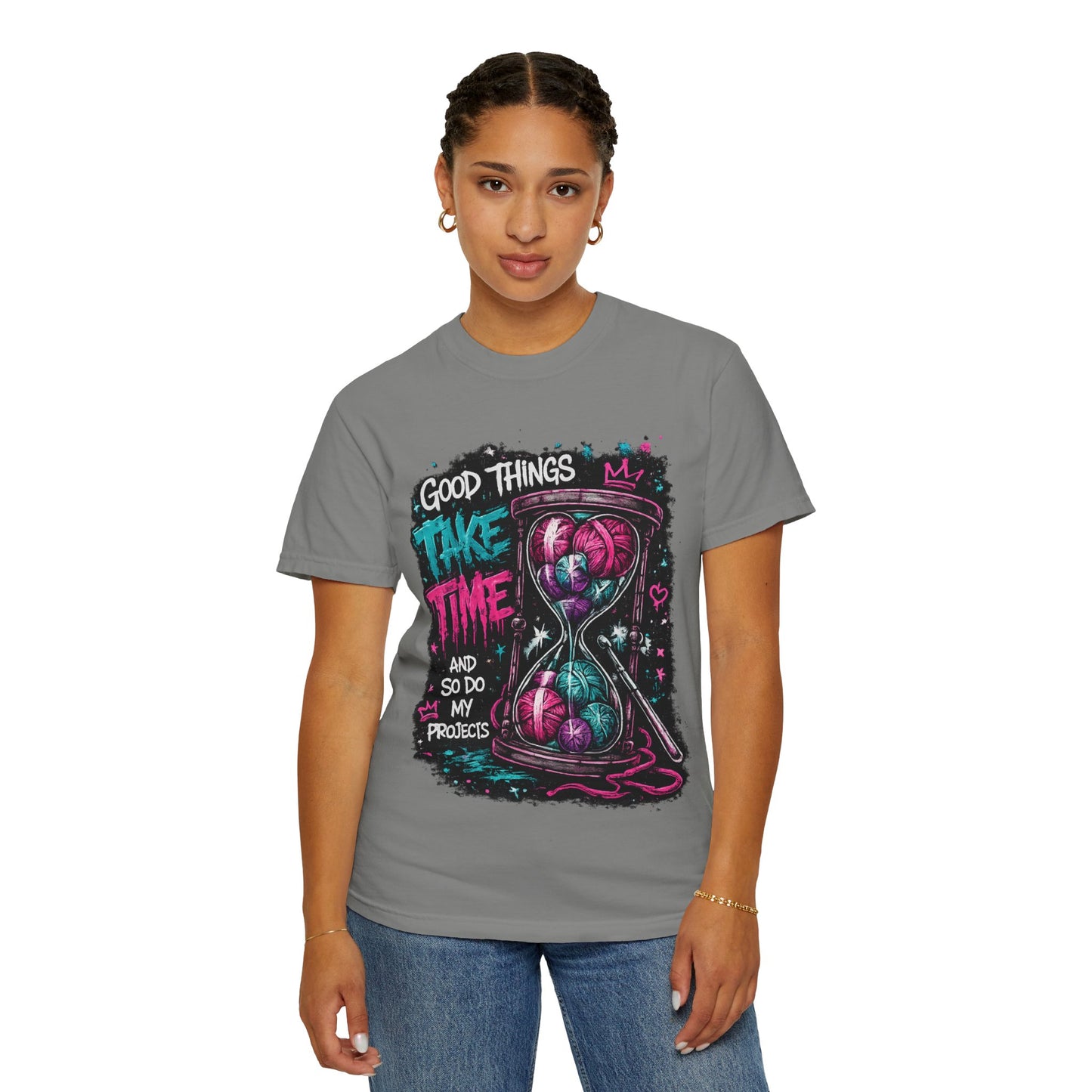 Motivational Hourglass T-Shirt — "Good Things Take Time" Graphic Tee