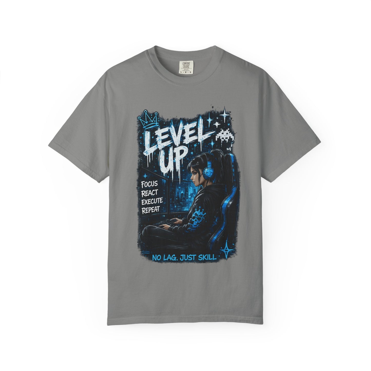 Level Up Gamer T-Shirt — "Level Up: Focus React Execute Repeat" Graphic Tee
