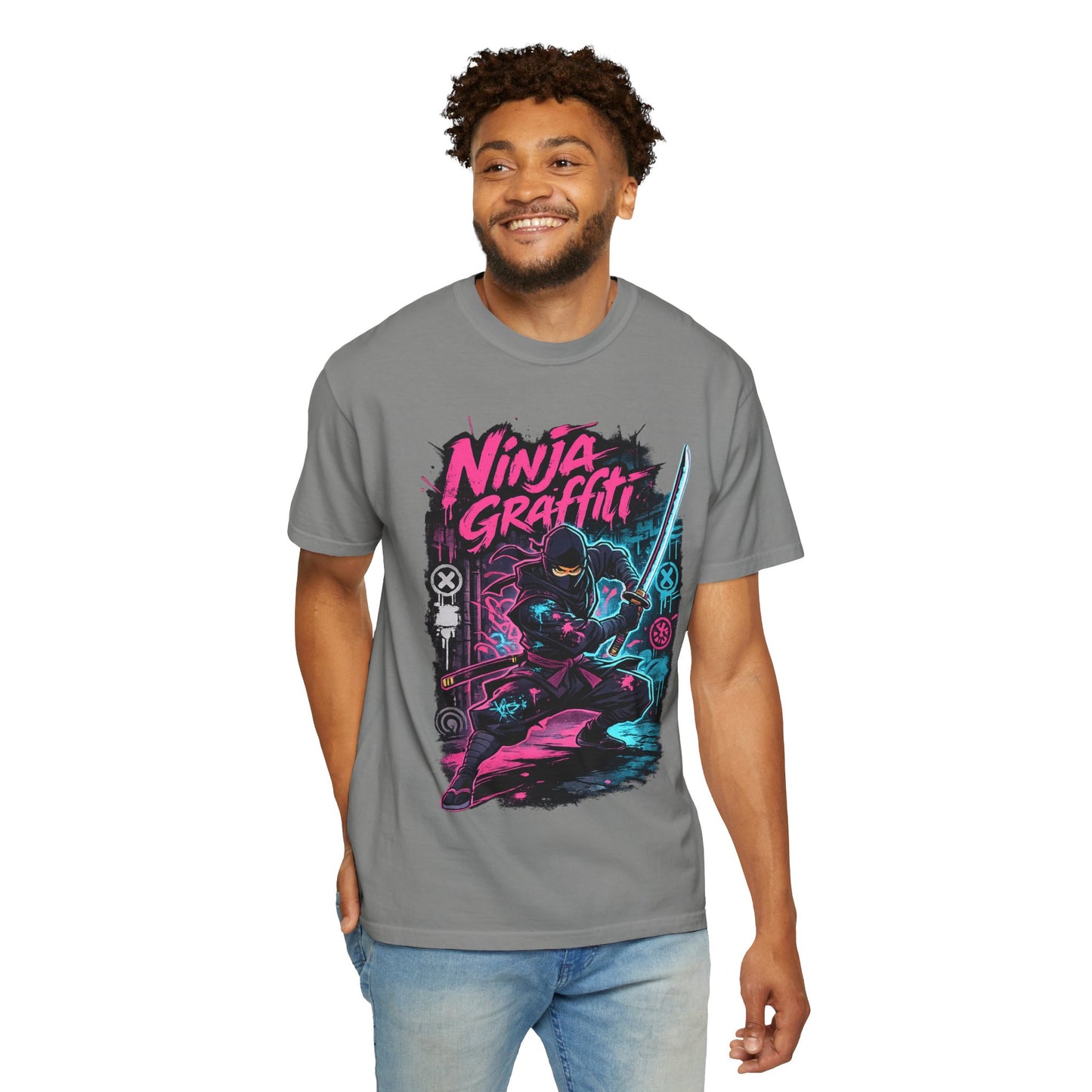 Ninja Graffiti T-Shirt — Neon Samurai Street Art Tee
