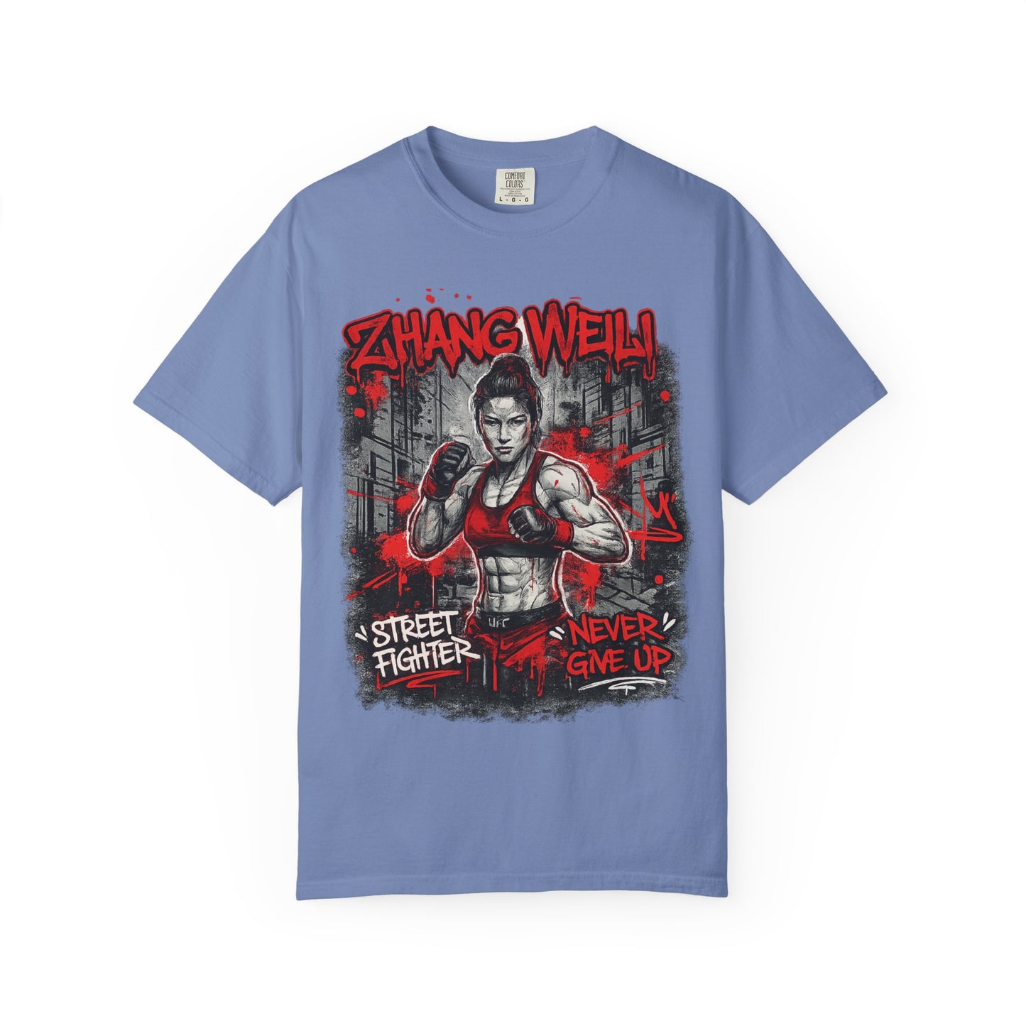 UFC Fighter Female T‑Shirt — "Never Give Up" Motivational Fight Tee
