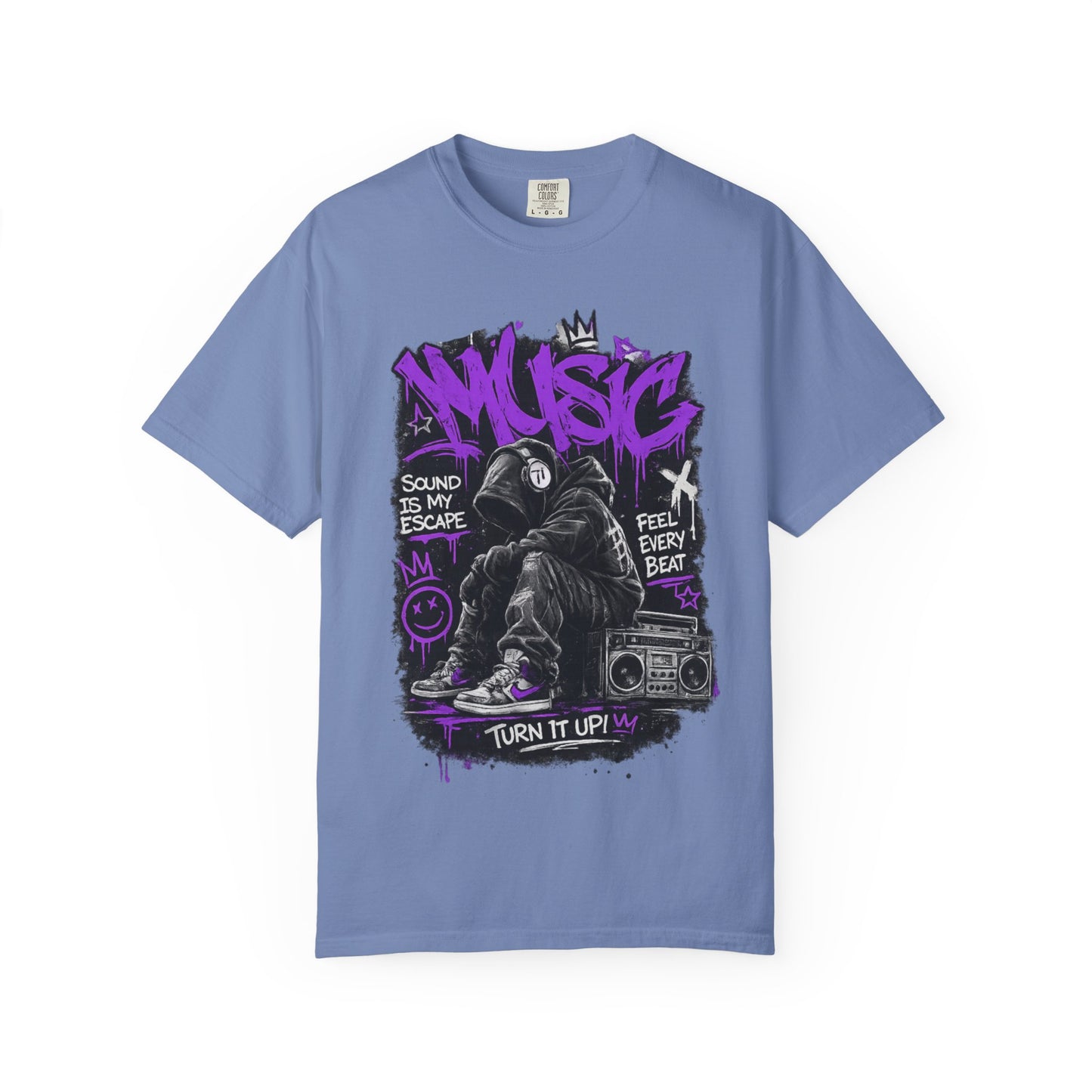 Music Graffiti Streetwear T-Shirt | Hip Hop Boombox Illustration