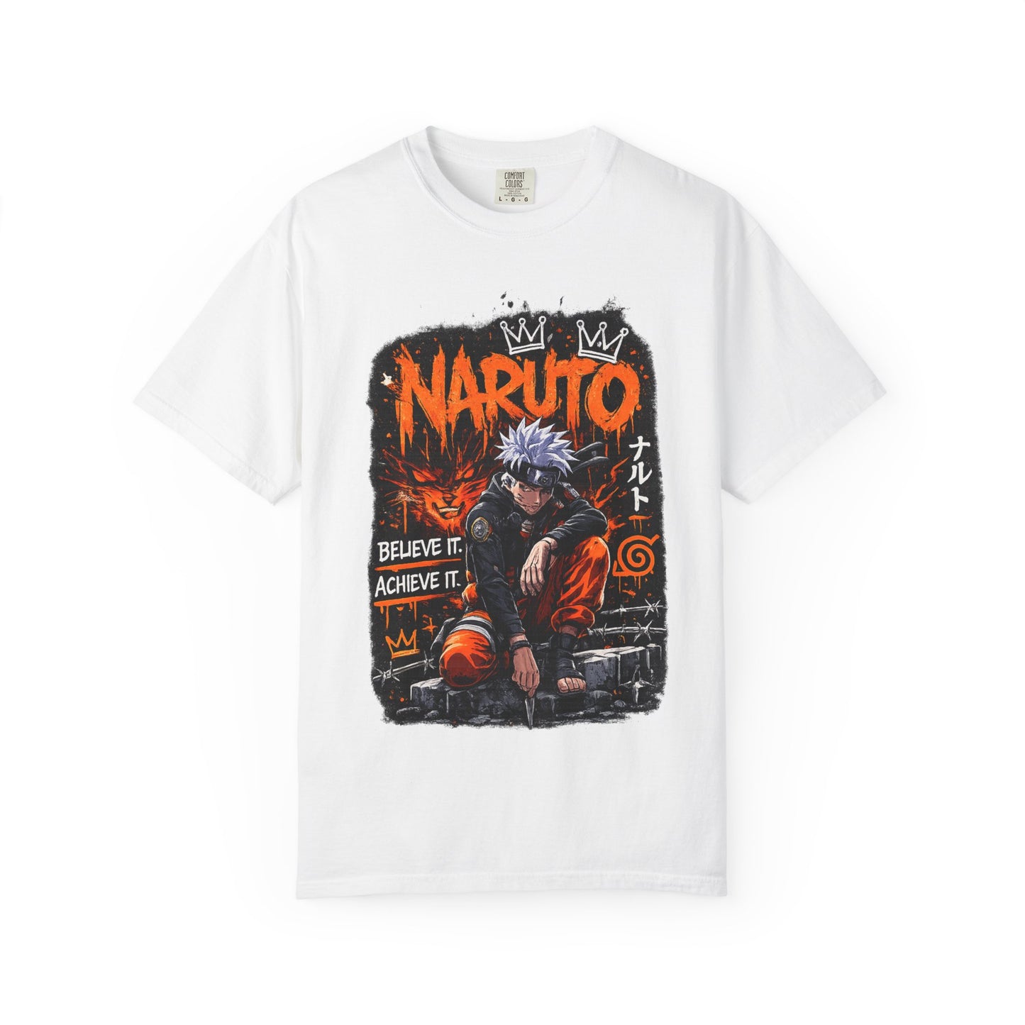 Anime Graphic T-Shirt - "Believe It, Achieve It" Naruto Streetwear Tee