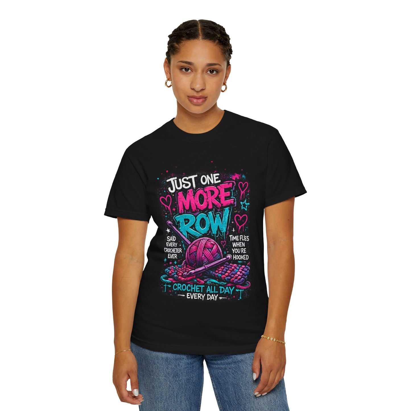 Crochet T‑Shirt — "Just One More Row" Yarn Lover Tee