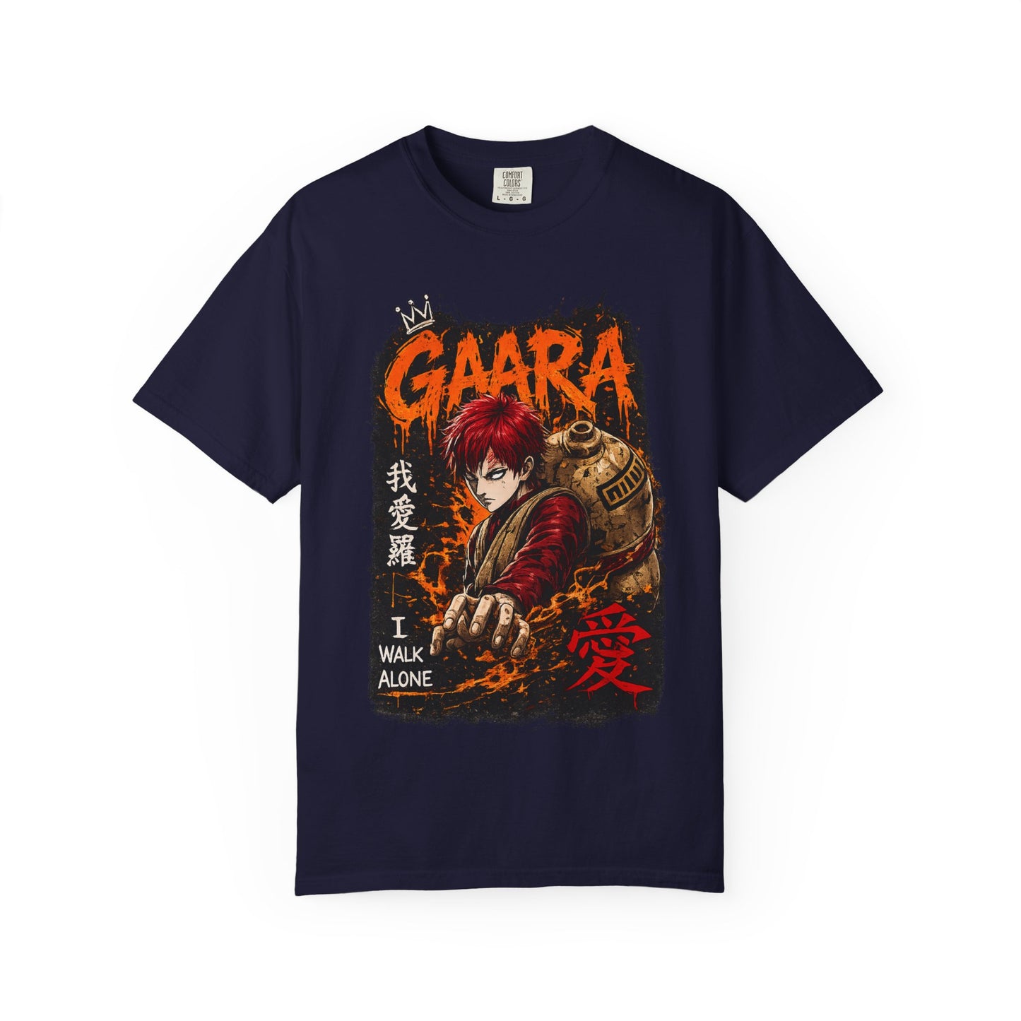Anime Character Graphic T-Shirt — "I Walk Alone" Gaara Design