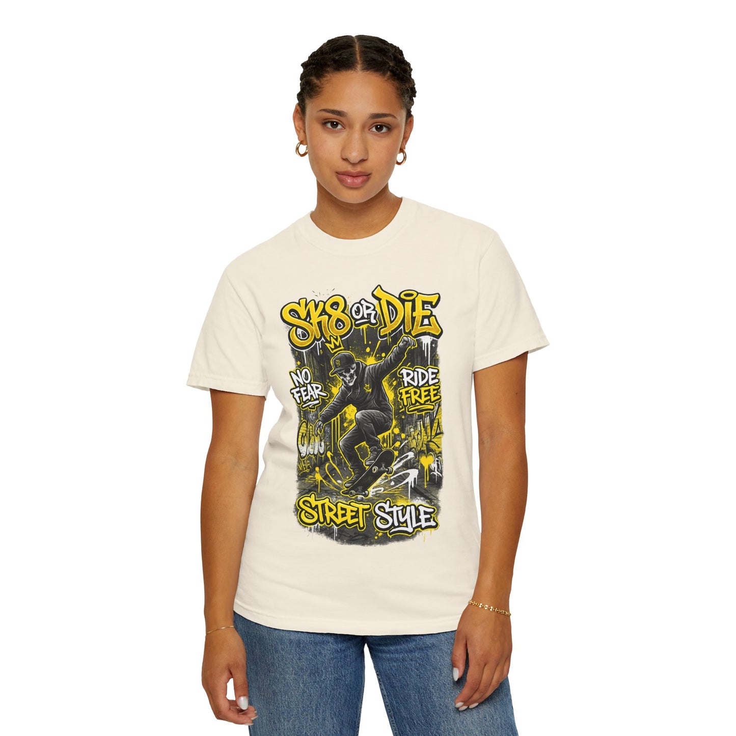 Skate or Die Street Style T-Shirt — Skateboard No Fear, Ride Free Graphic Tee