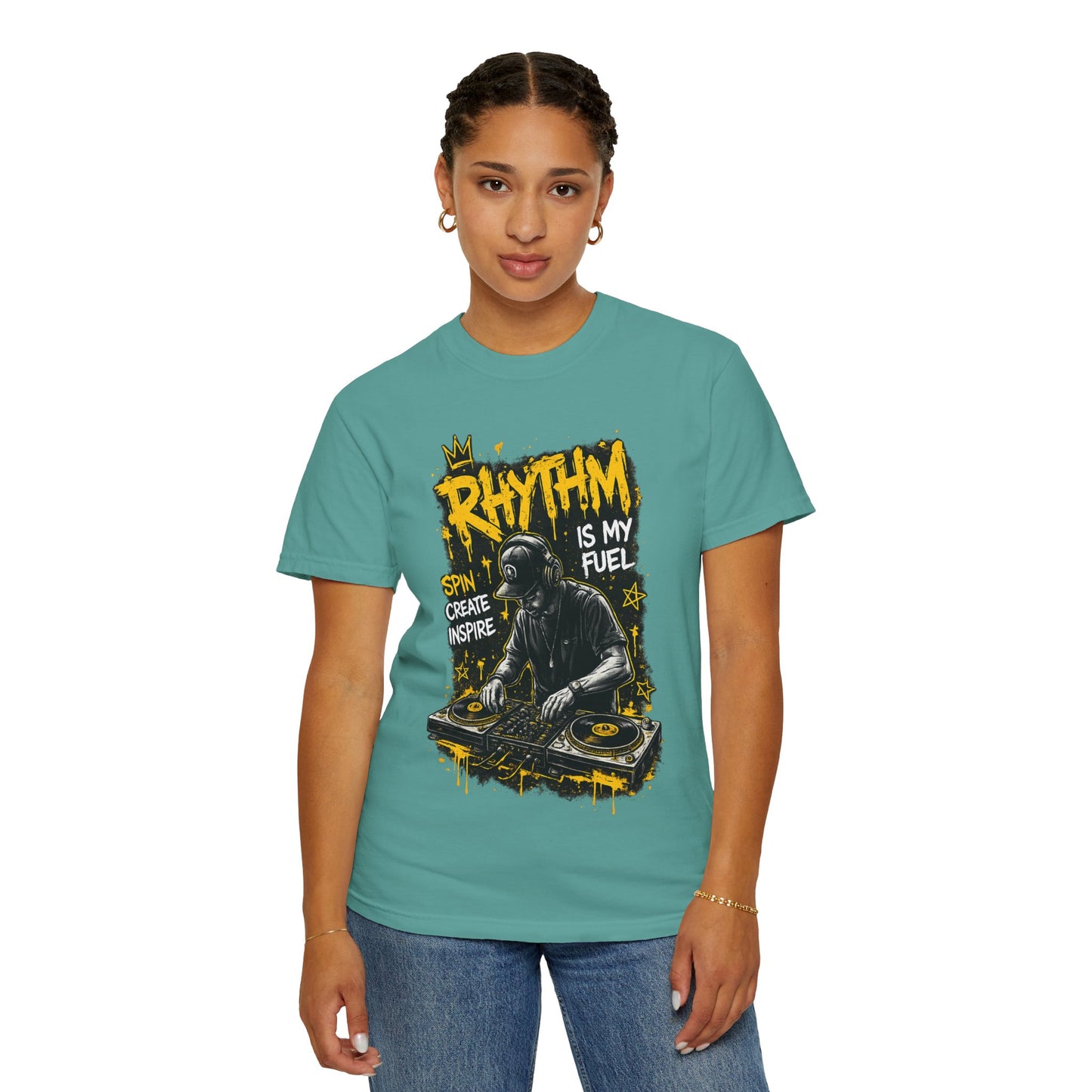 Rhythm Is My Fuel DJ T-Shirt — Spin Create Inspire Graphic Tee