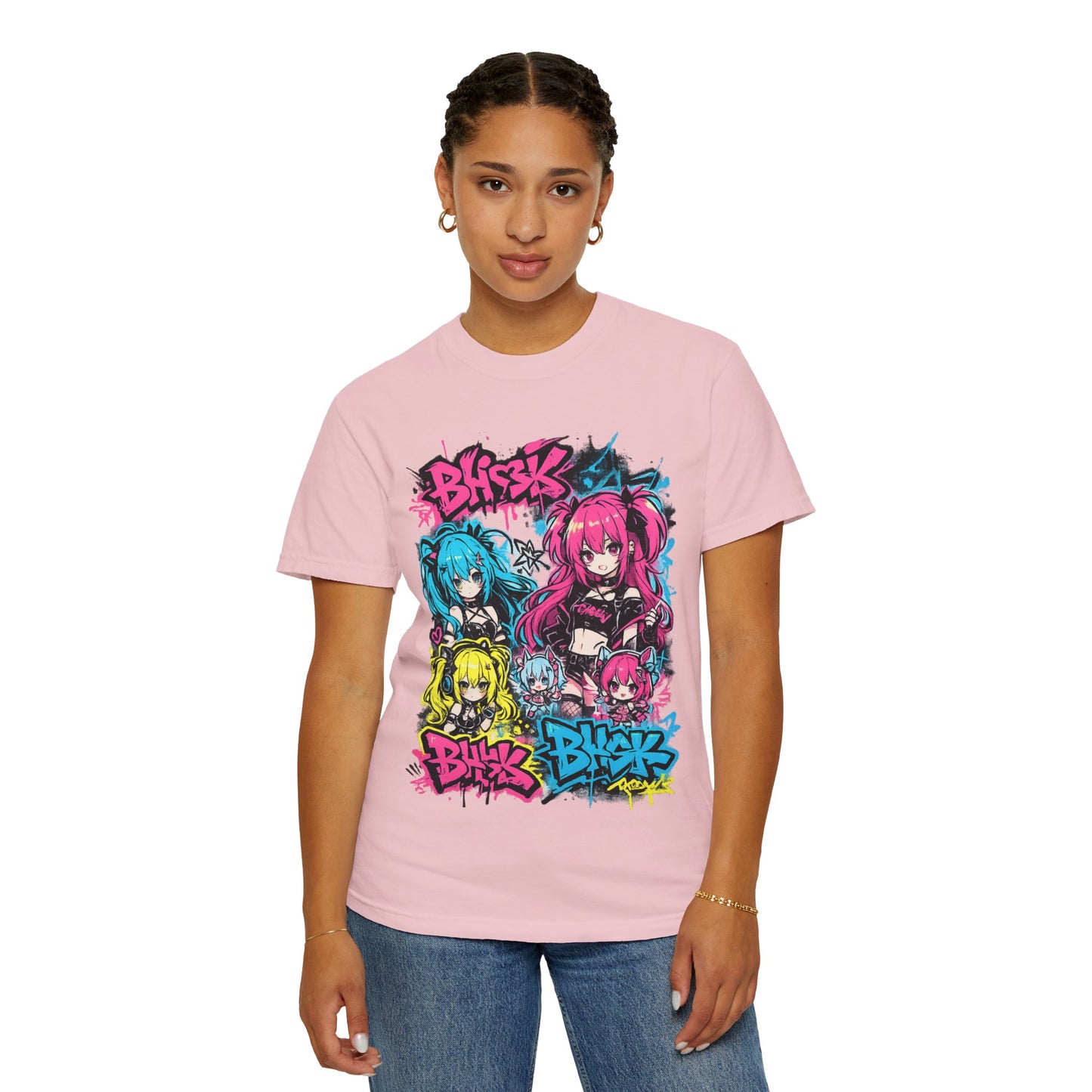 Anime Graffiti Girl Group T-Shirt — Colorful Vocaloid Streetwear