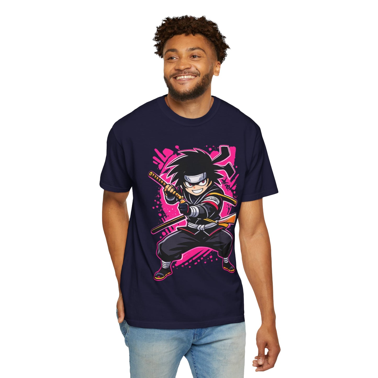 Ninja Warrior Graphic T-Shirt — Fierce Samurai Cartoon Tee for Anime Fans
