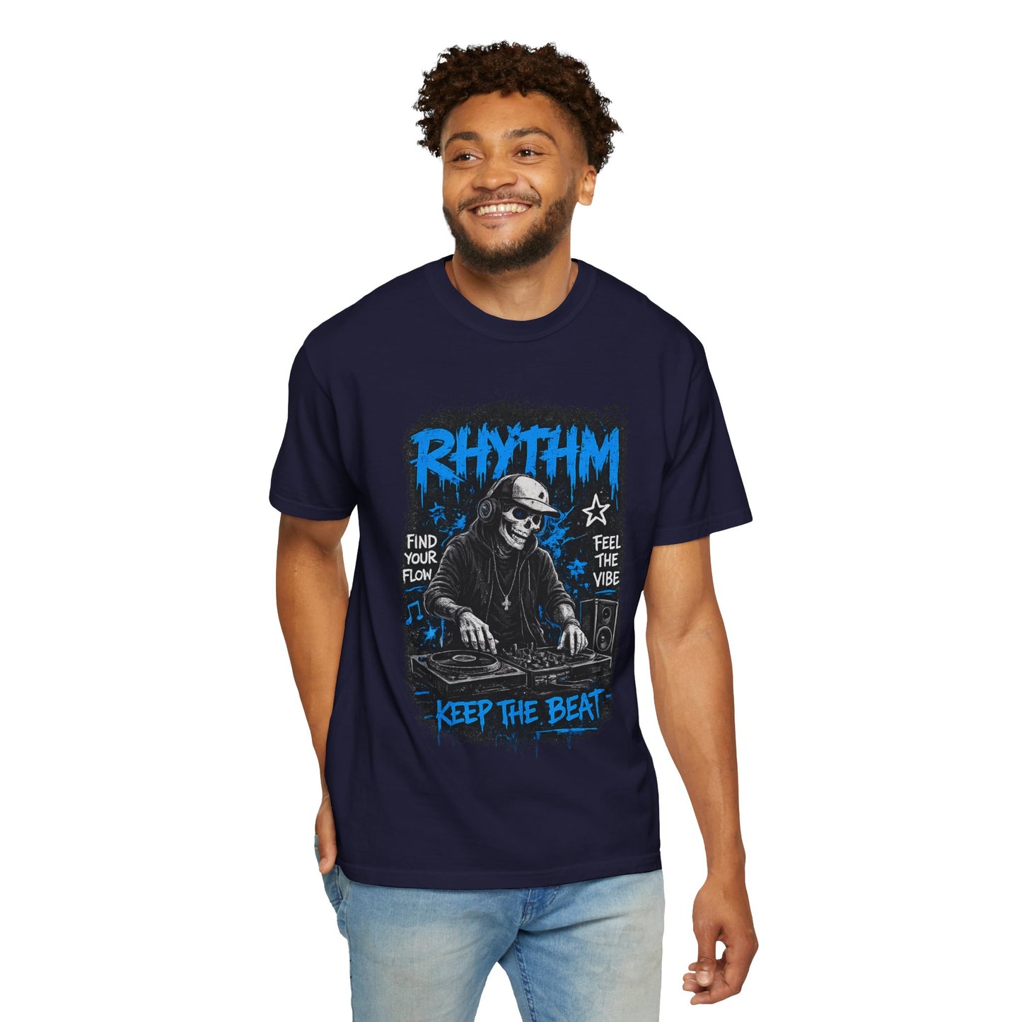Rhythm DJ Skull Keep The Beat T-Shirt | Music Graphic Tee