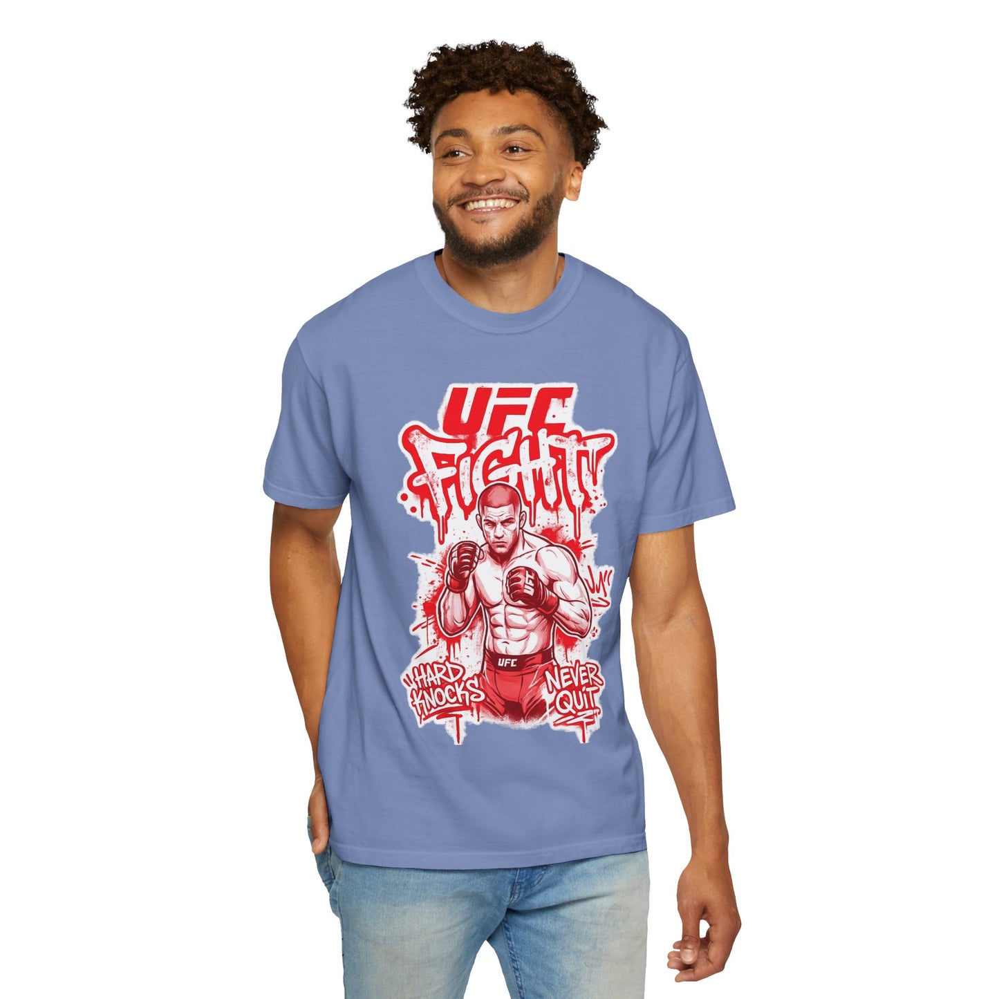 Fight Club MMA T-Shirt — 'UFC Fight' Graphic Tee, 'Hard Knocks Never Quit'