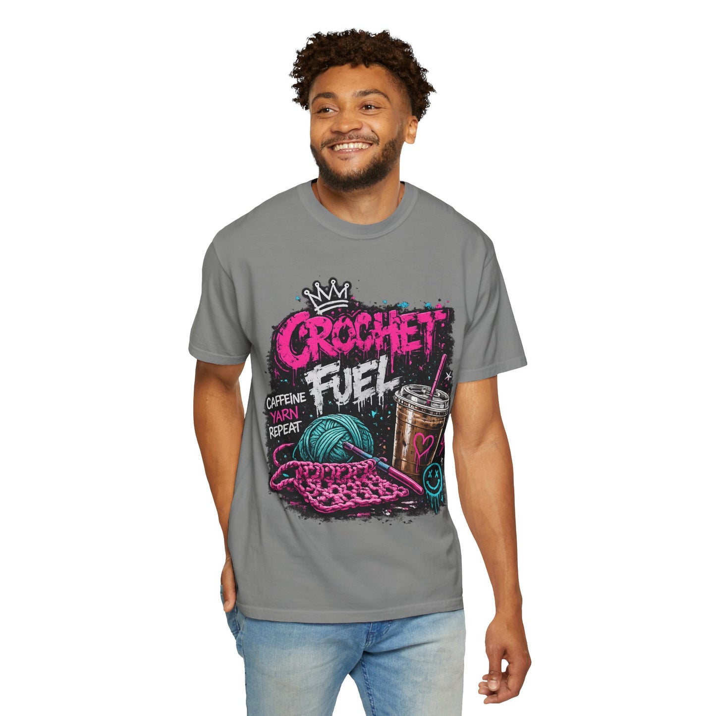 Crochet Fuel T-Shirt — Funny Yarn & Coffee Crochet Tee for Crafters