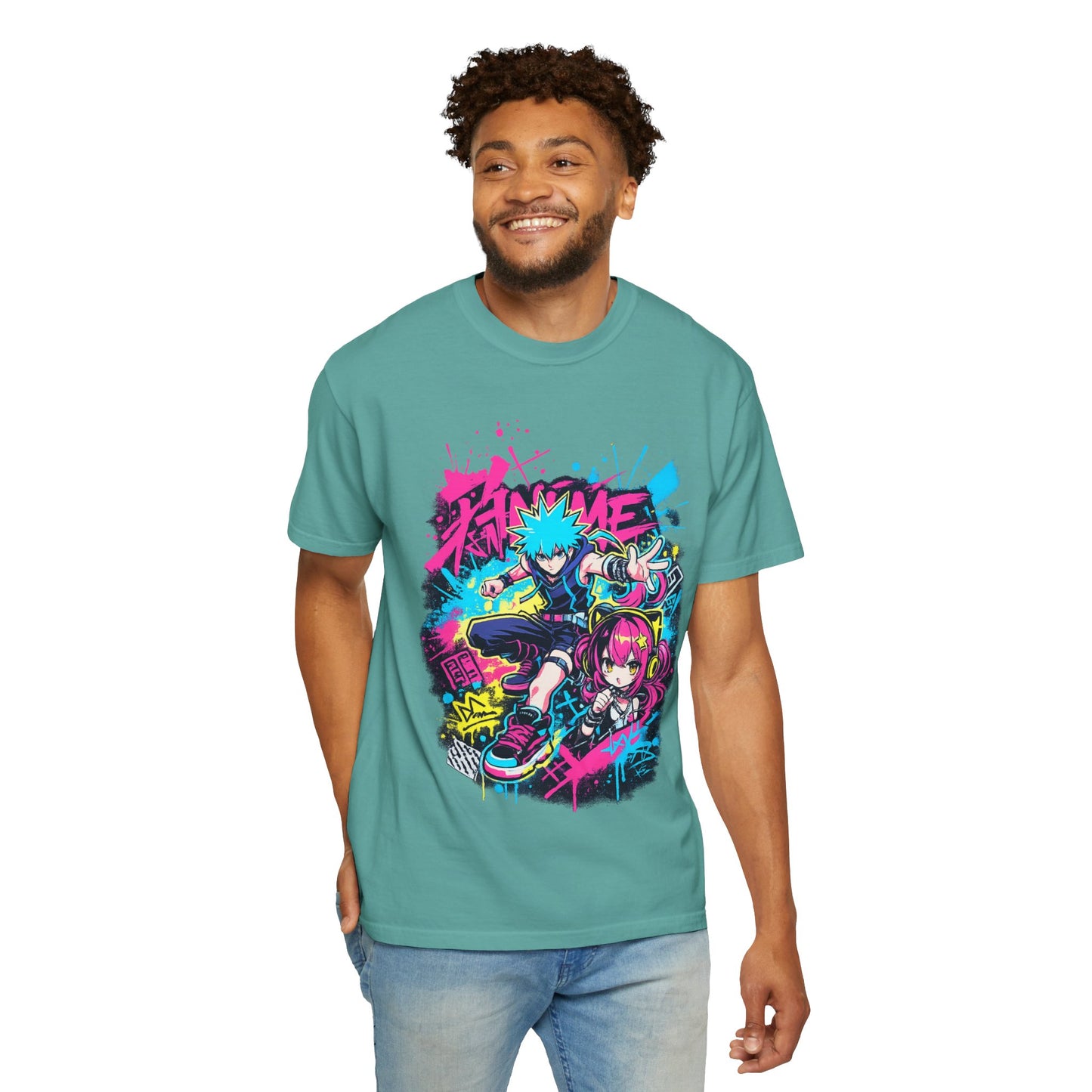 Anime Streetwear T‑Shirt — Neon Punk 'Eat Me' Graphic