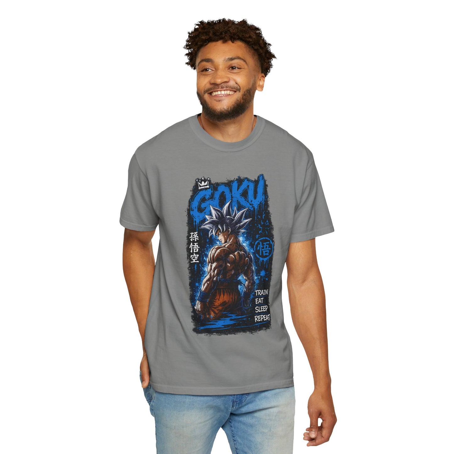 Goku Graphic T-Shirt — "Train Eat Sleep Repeat" Anime Tee