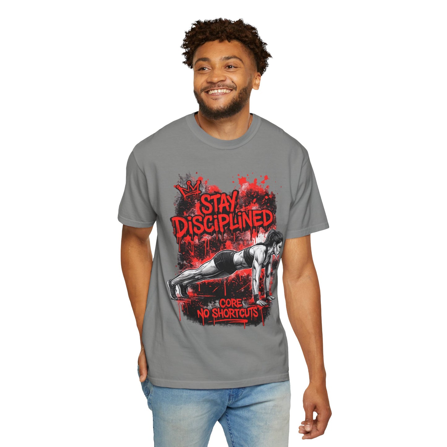 Stay Disciplined Workout T-Shirt — Core No Shortcuts Fitness Tee