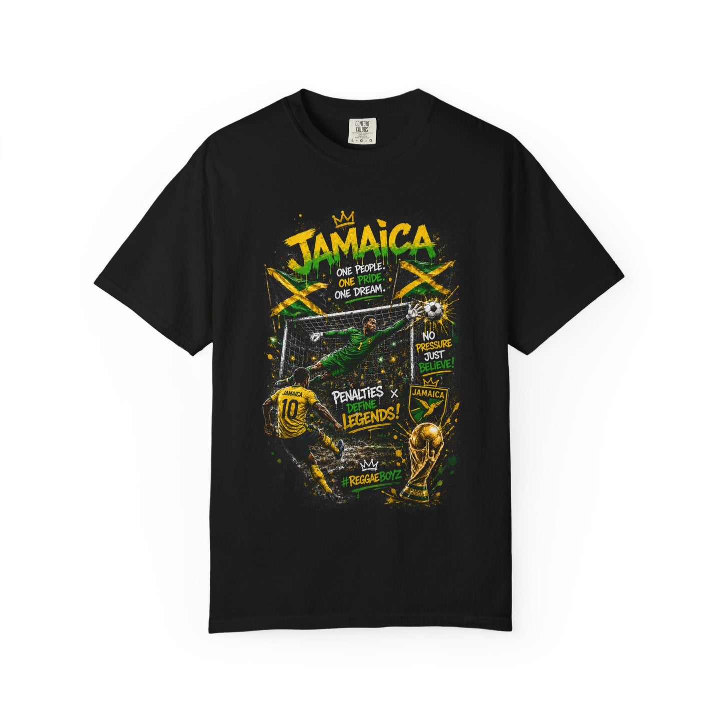 Jamaica Football Soccer Poster T-Shirt | Reggae Pride, Flag Colors