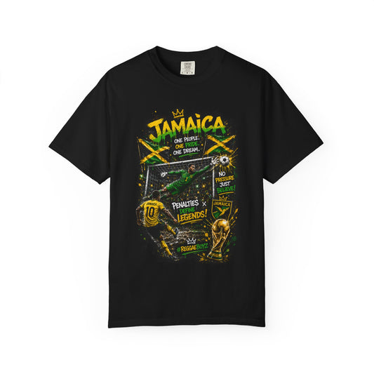 Jamaica Football Soccer Poster T-Shirt | Reggae Pride, Flag Colors