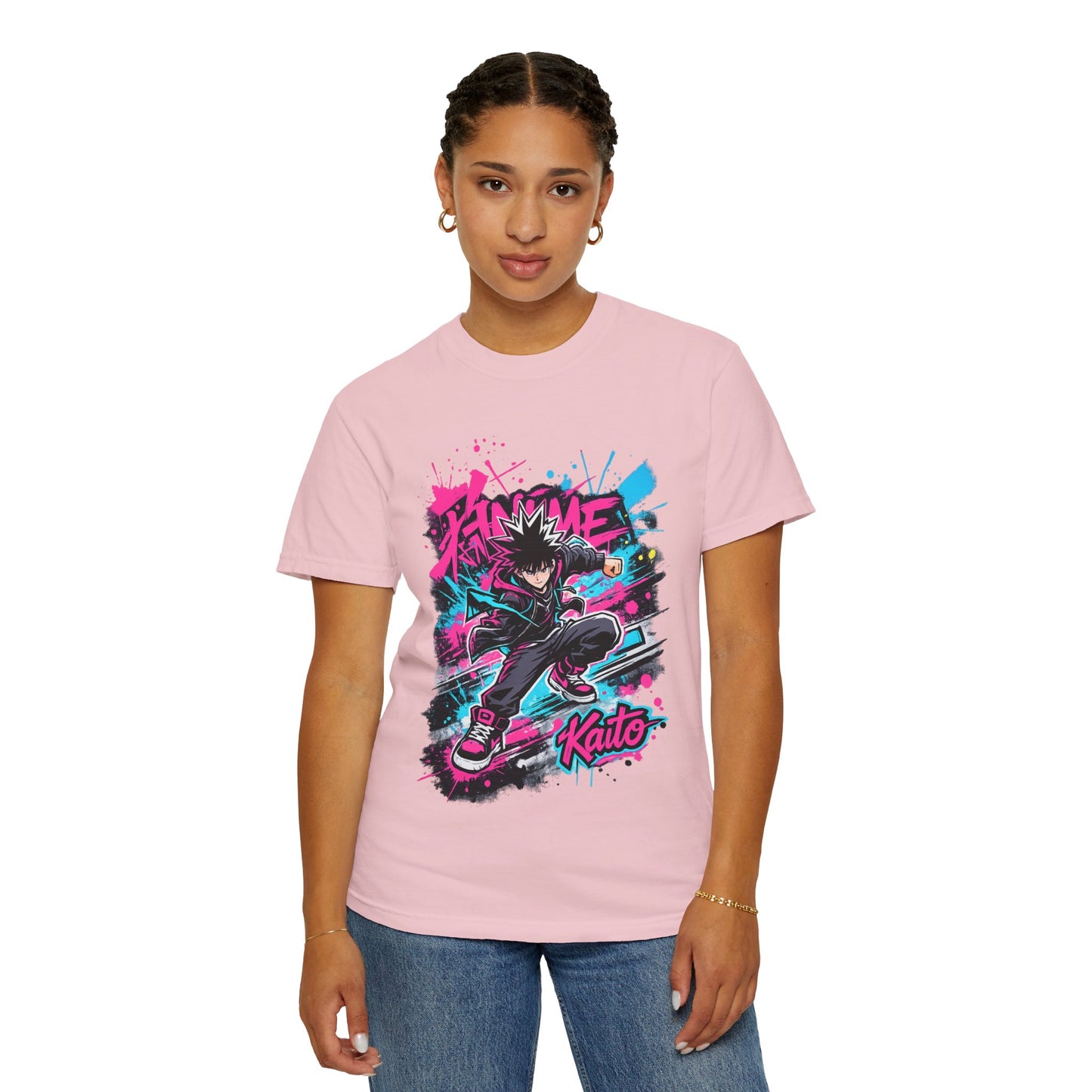 Skater Kaito Graphic T-Shirt — Neon Anime Streetwear