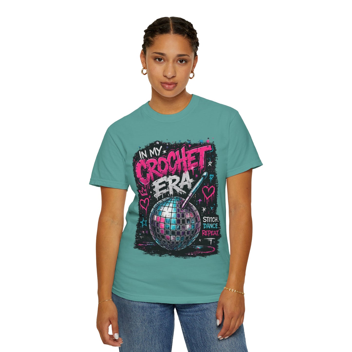 In My Crochet Era T-Shirt — Retro Disco Crochet Graphic Tee