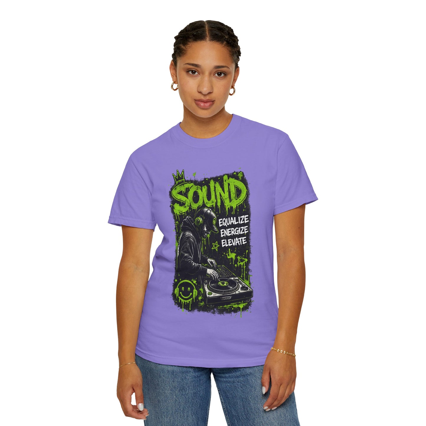 Sound DJ T-Shirt — "Sound: Equalize, Energize, Elevate" Graphic Tee