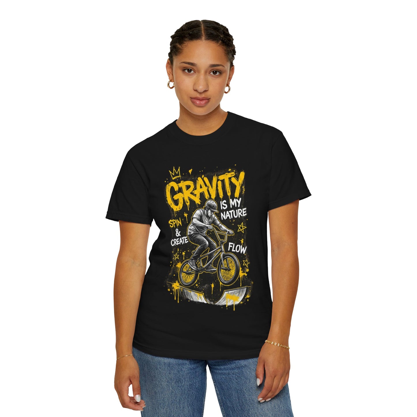 Gravity Is My Nature BMX T-Shirt — Spin, Create & Flow Graphic Tee