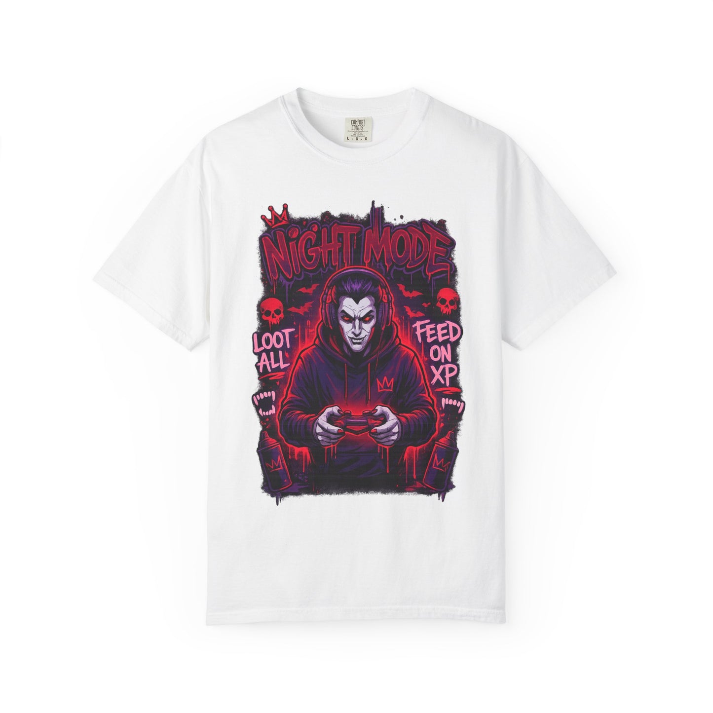 Night Mode Gamer Skeleton hoodie T-Shirt | Loot All Feed on XP