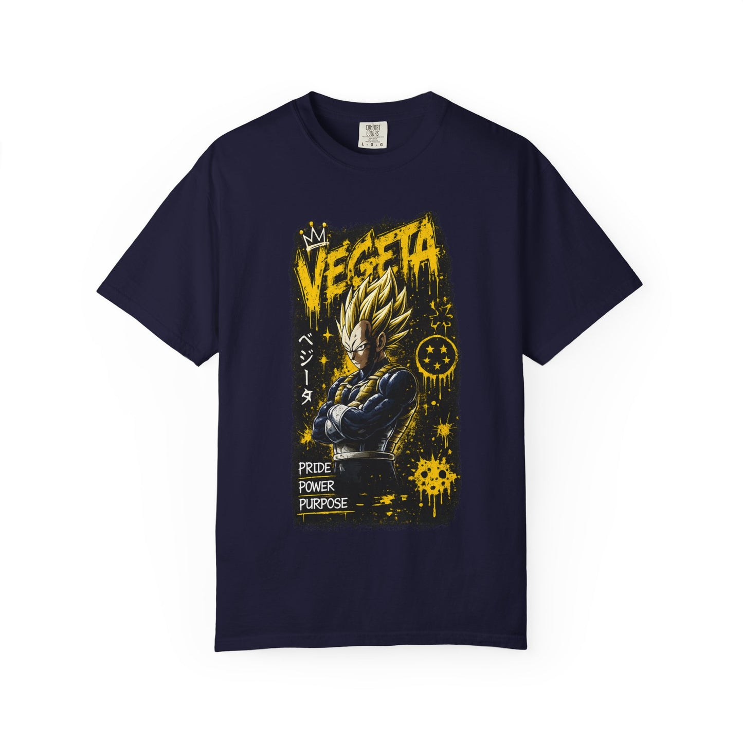 Vegeta Graphic T-Shirt — Pride Power Purpose Anime Tee