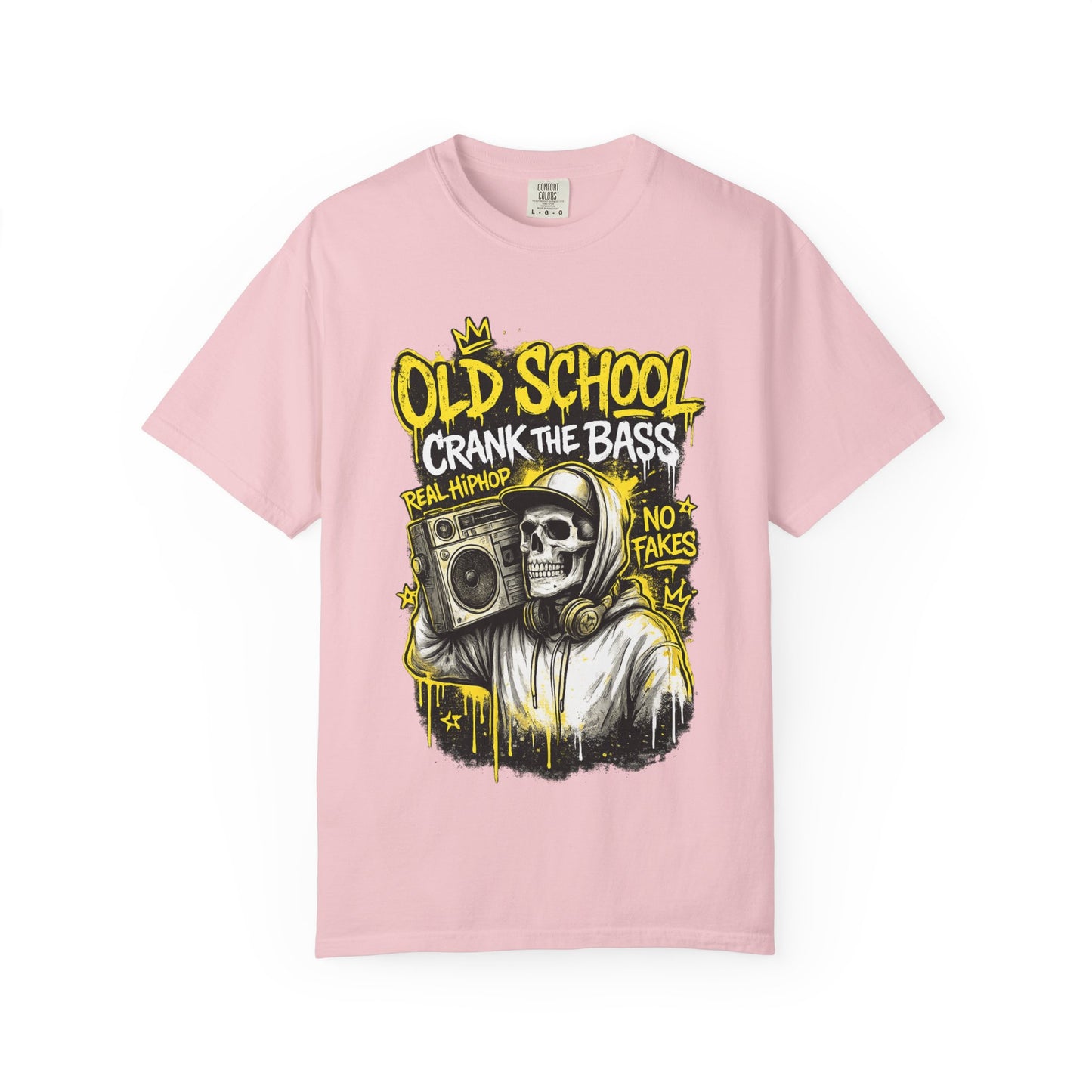 Old School Crank the Bass T-Shirt — Retro Hip Hop Skull Boombox Tee