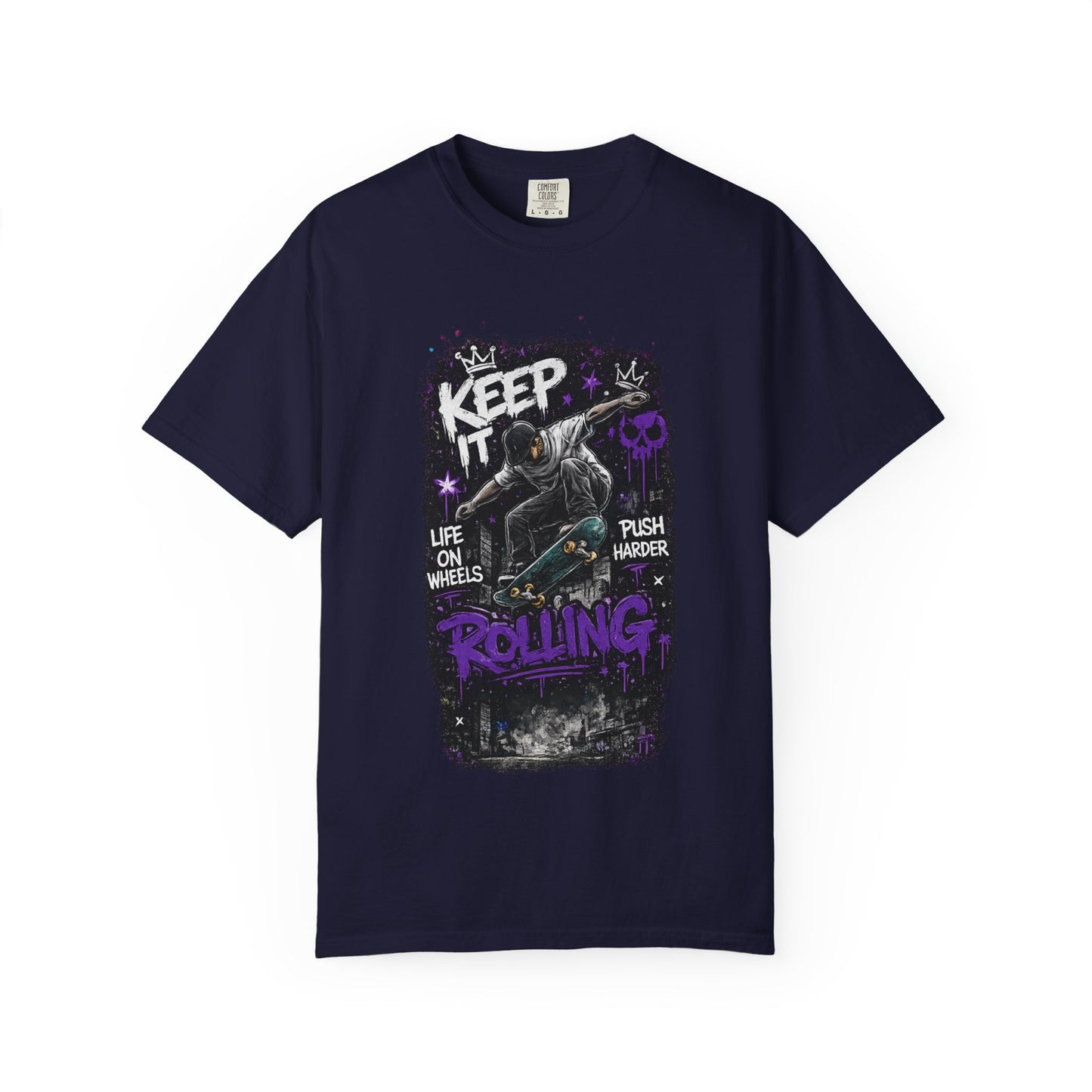 Keep It Rolling Skateboard T-Shirt — "Keep It Rolling" Graphic Tee
