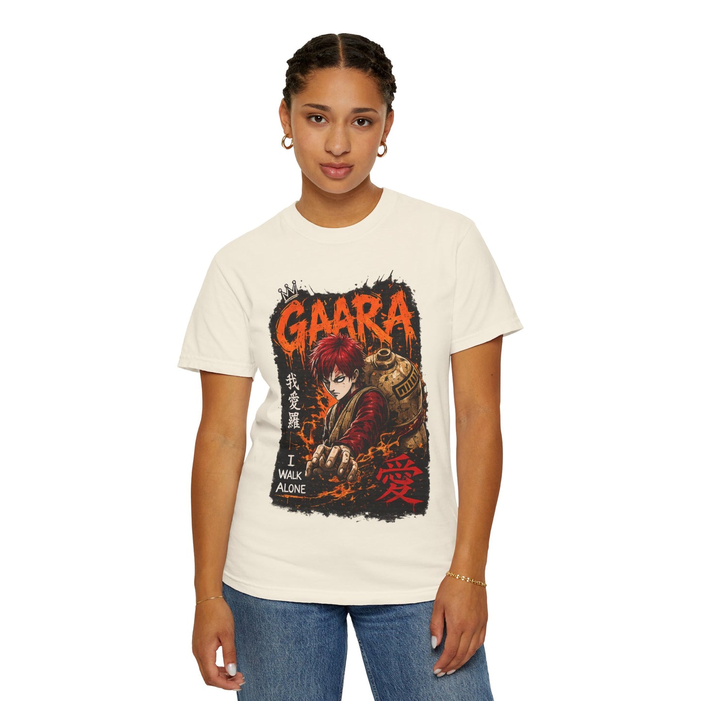 Anime Character Graphic T-Shirt — "I Walk Alone" Gaara Design