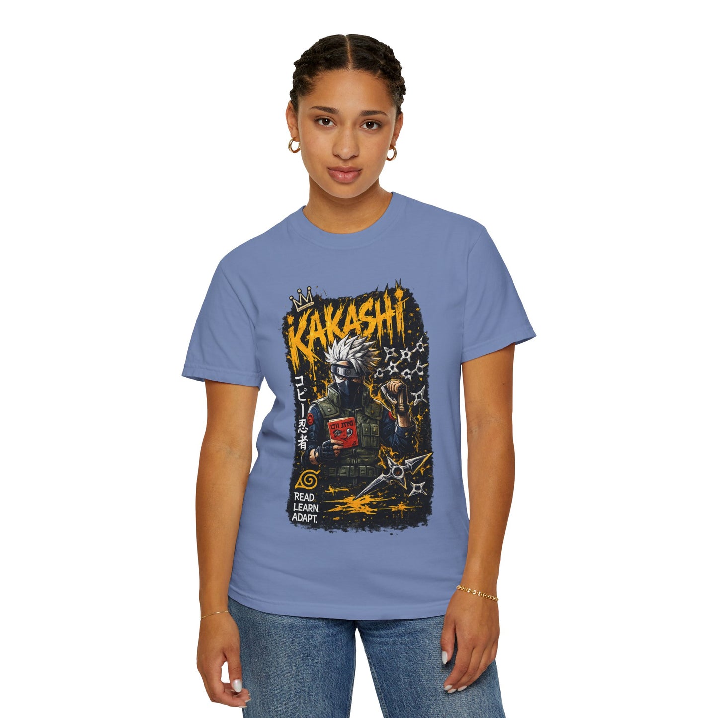 Kakashi Graphic T-Shirt — Anime Ninja Print, 'Read. Learn. Adapt.'