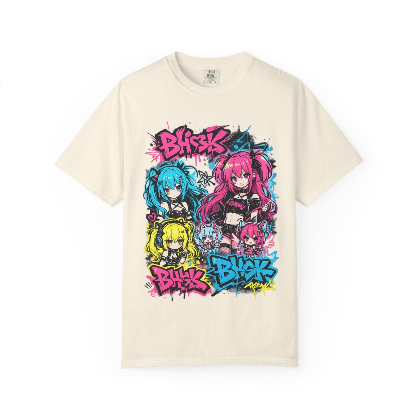 Anime Graffiti Girl Group T-Shirt — Colorful Vocaloid Streetwear