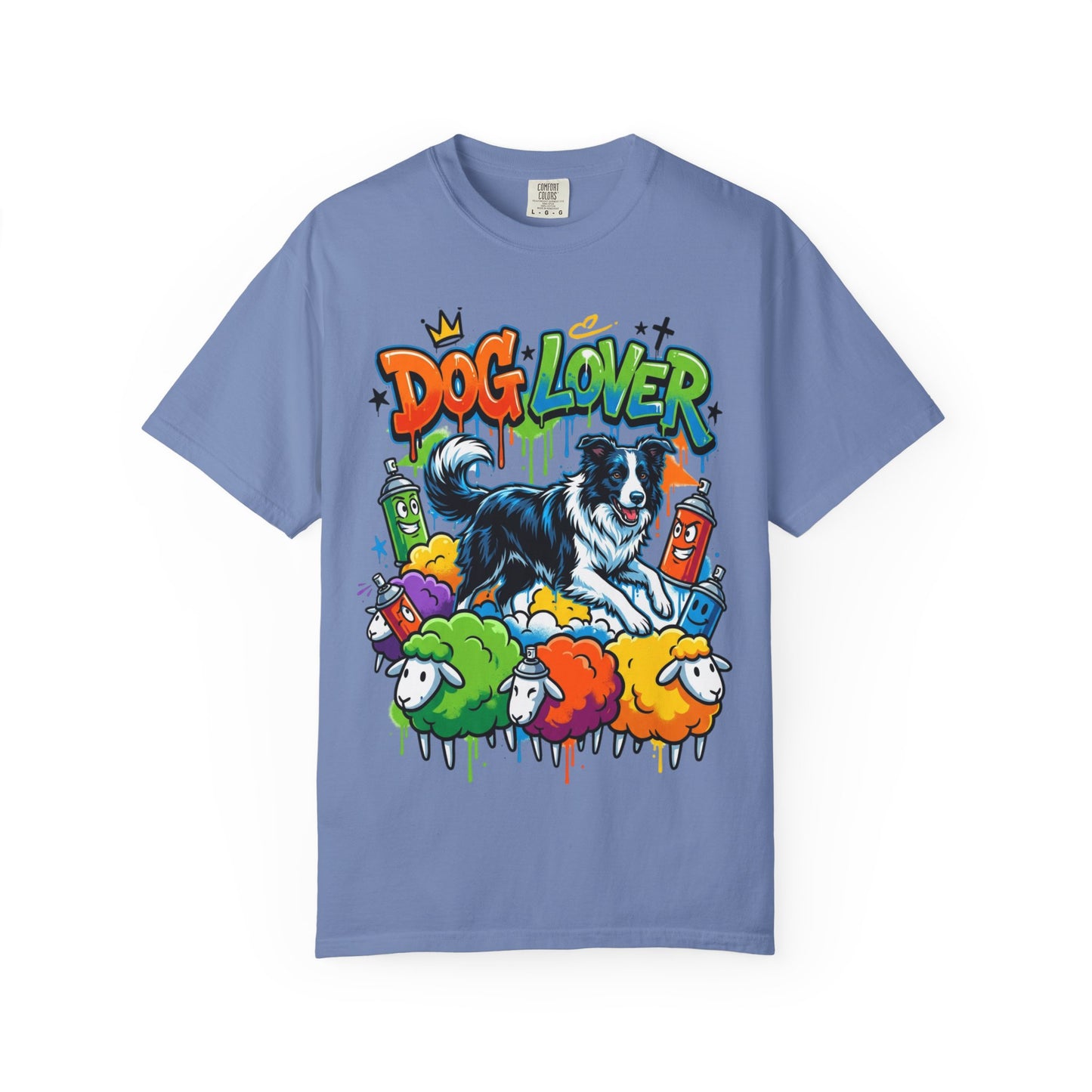 Dog Lover Graffiti T-Shirt — Colorful Border Collie Street Art Tee