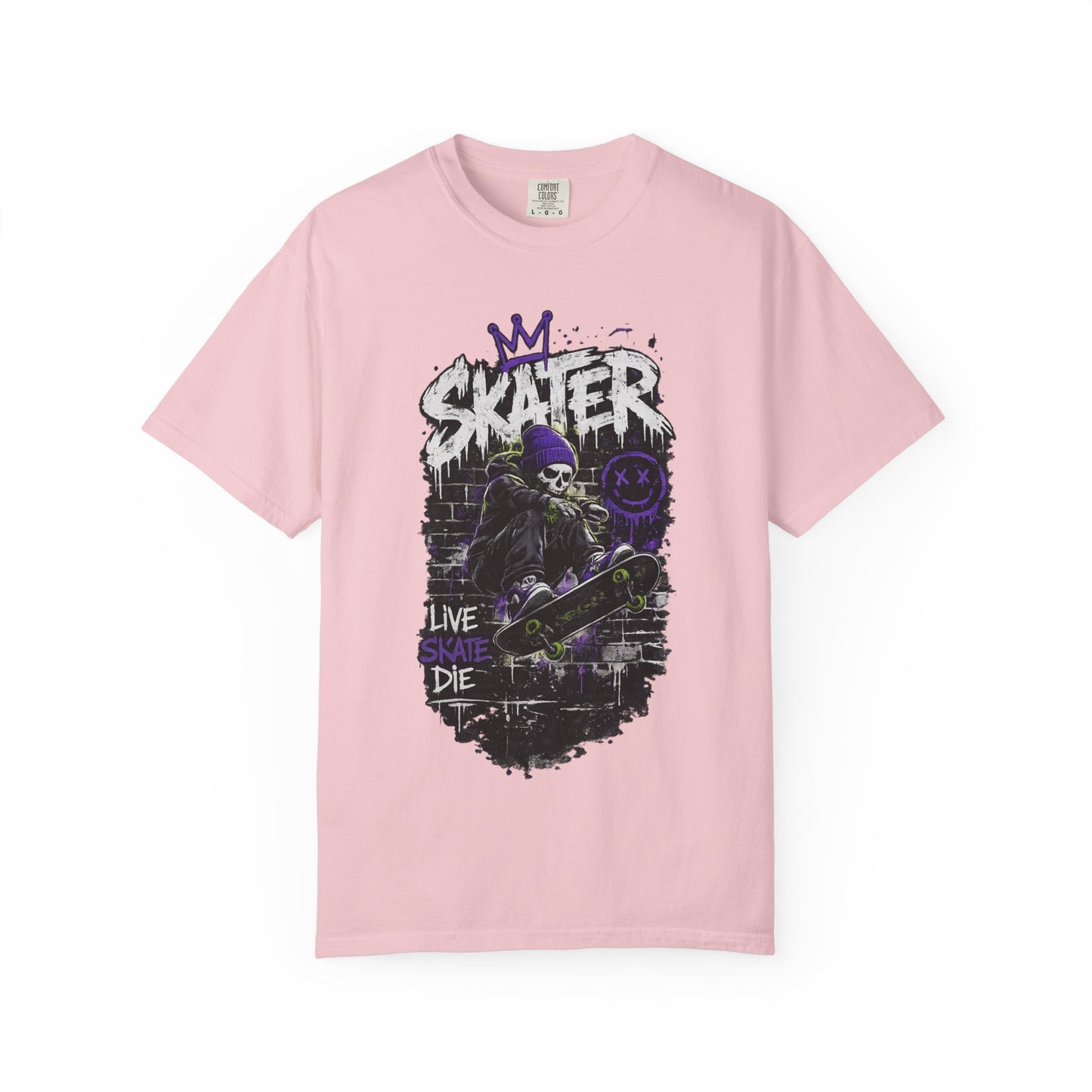 Skater Skull Graphic T‑Shirt — "Live Skate Die" Streetwear Tee