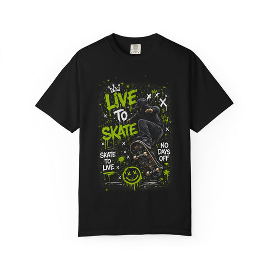 Live to Skate Graphic T-Shirt – Skateboarder Streetwear Tee