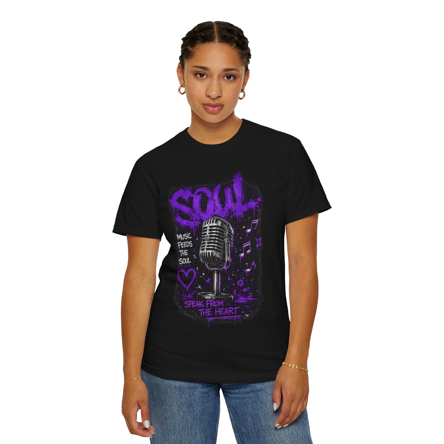 Soul Microphone T-Shirt — "Music Feeds the Soul" Vintage Mic Tee