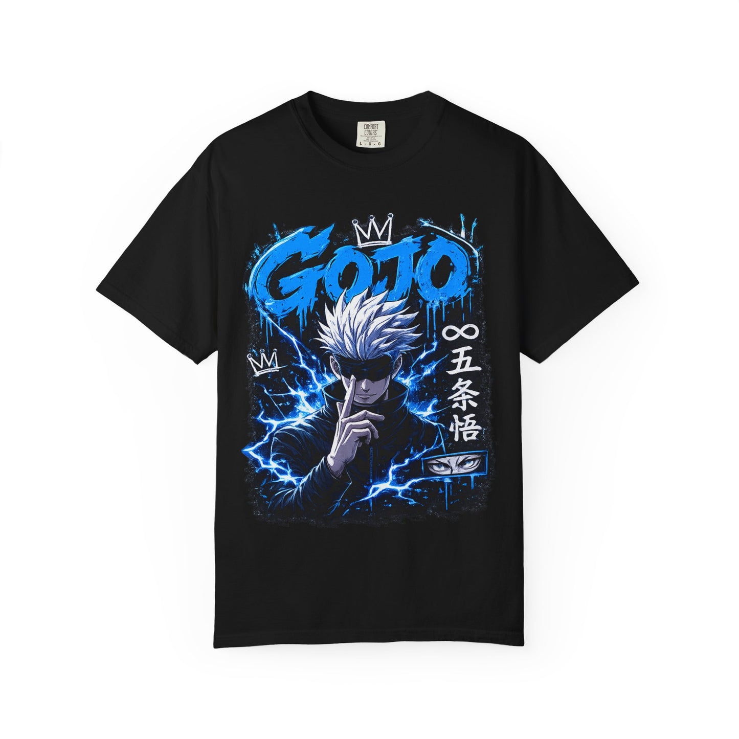 Gojo Satoru Anime T-Shirt — Blue Lightning Graphic Tee