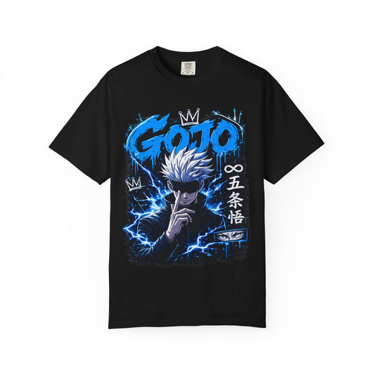 Gojo Satoru Anime T-Shirt — Blue Lightning Graphic Tee