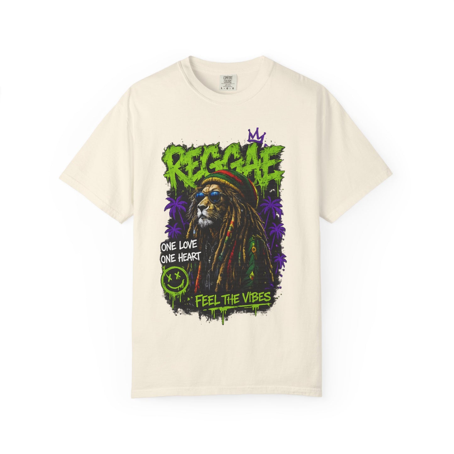 Reggae Lion T-Shirt — "One Love One Heart" Feel the Vibes Graphic Tee