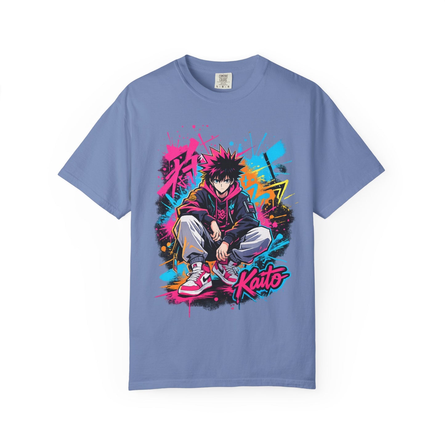 Kaito Streetwear Anime Tee — Neon Graffiti Urban Graphic T-Shirt