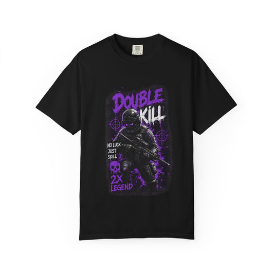 Double Kill Gamer T-Shirt — Retro Neon FPS Graphic Tee