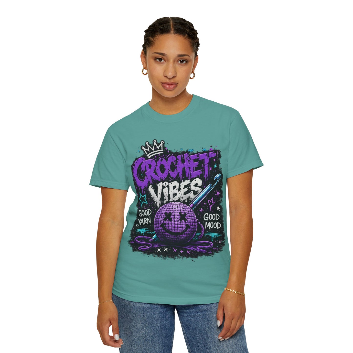 Crochet Vibes T-Shirt — 'Good Yarn, Good Mood' Graphic Tee