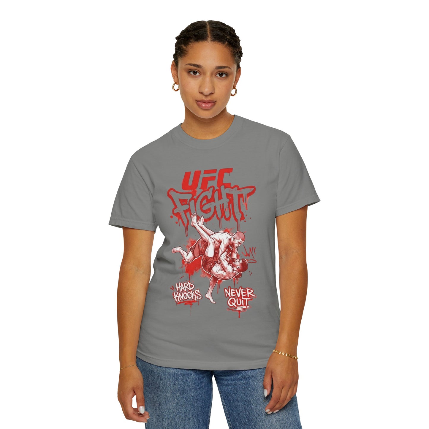 UFC Fight T-Shirt — 'Never Quit' MMA Graphic Tee