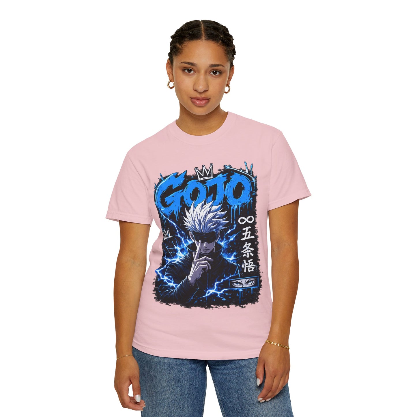 Gojo Satoru Anime T-Shirt — Blue Lightning Graphic Tee