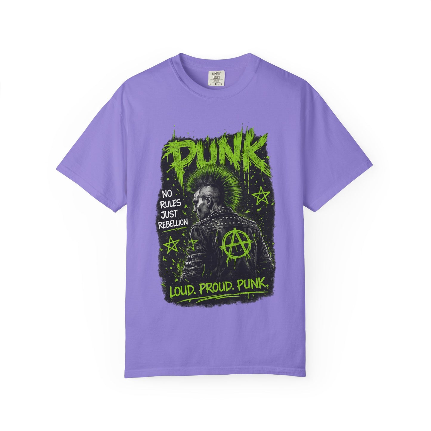 Punk Graphic T-Shirt — "Loud. Proud. Punk." Neon Music Anarchy Tee