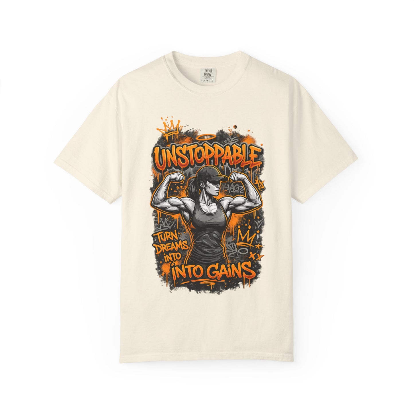 Unstoppable Musclewoman Graphic Tee | Turn Dreams Into Gains T-shirt