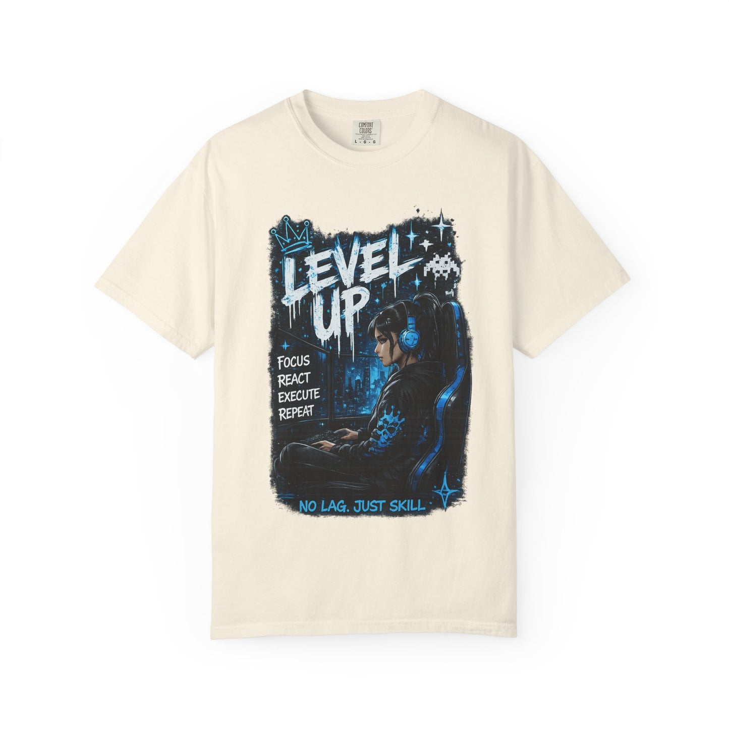 Level Up Gamer T-Shirt — "Level Up: Focus React Execute Repeat" Graphic Tee