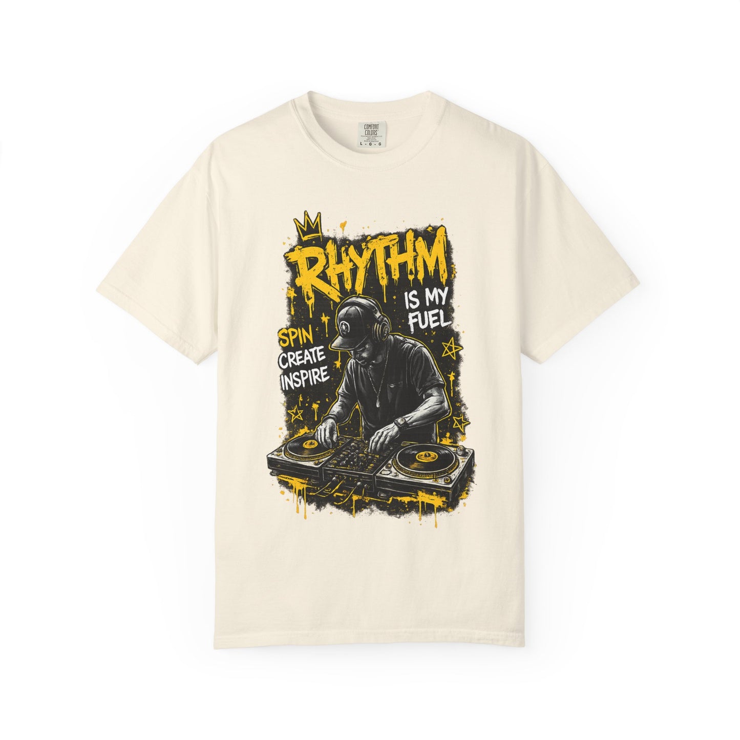 Rhythm Is My Fuel DJ T-Shirt — Spin Create Inspire Graphic Tee